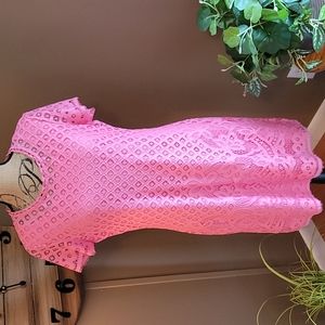 ISAAC MIZRAHI Pink Lace Lined Dress Size Small
